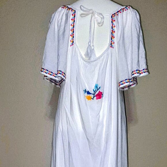 Sundance Boho White Floral Embroidered Maxi Dress Medium - Picture 5 of 8